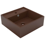 VIDAXL WASHBAIN mit Landesquadrat 41 x 41 cm Keramik Matt Dunkelbraun