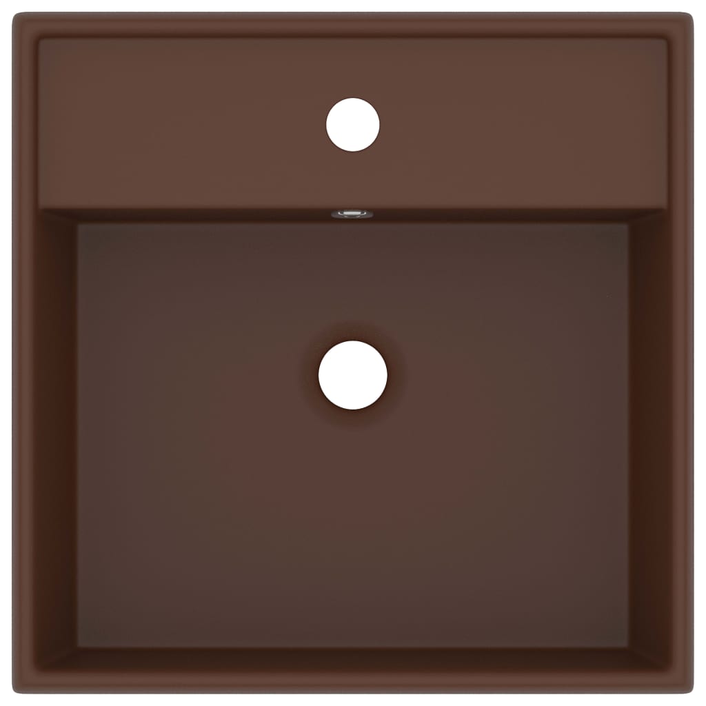 Vidaxl Washbasin con cuadrado de aterrizaje de 41x41 cm Cerámico Matt Dark Brown