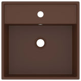 Vidaxl Washbasin con cuadrado de aterrizaje de 41x41 cm Cerámico Matt Dark Brown