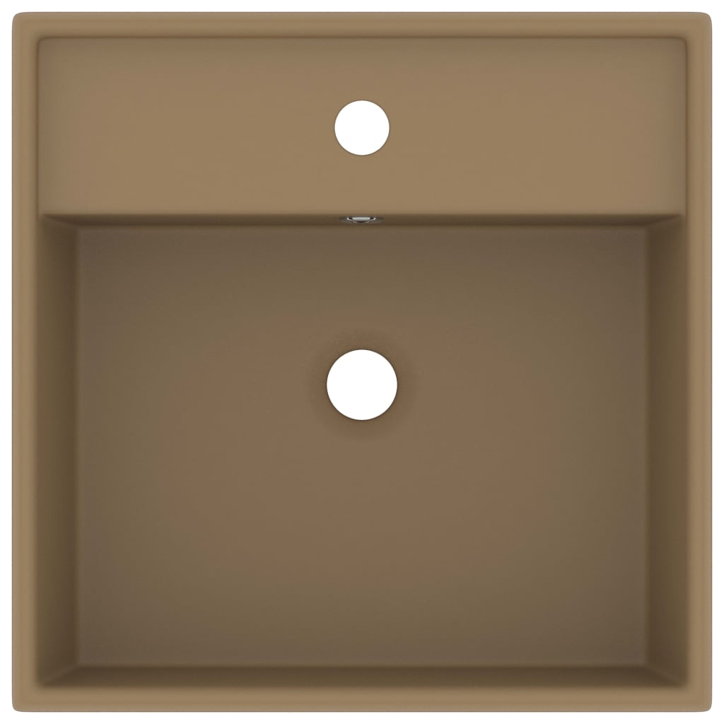 VidaXL Washbasin with landing square 41x41 cm Ceramic mat cream