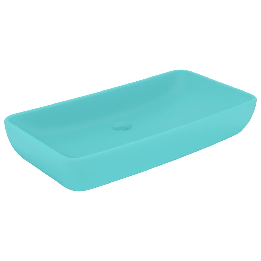 Vidaxl Washbasin Prostokątna 71x38 cm ceramiczna matowa jasnozielona