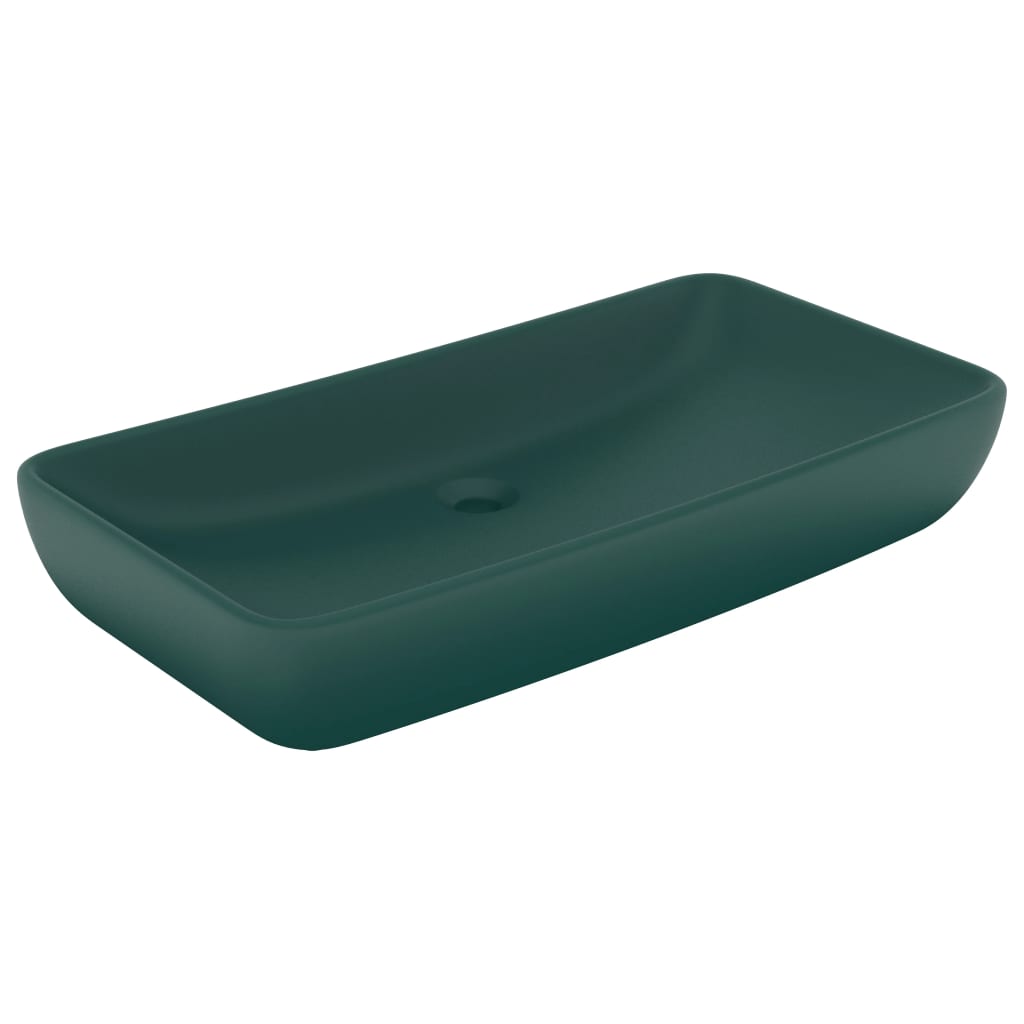 Vidaxl Wash -basin rektangulär 71x38 cm keramisk matta mörkgrön