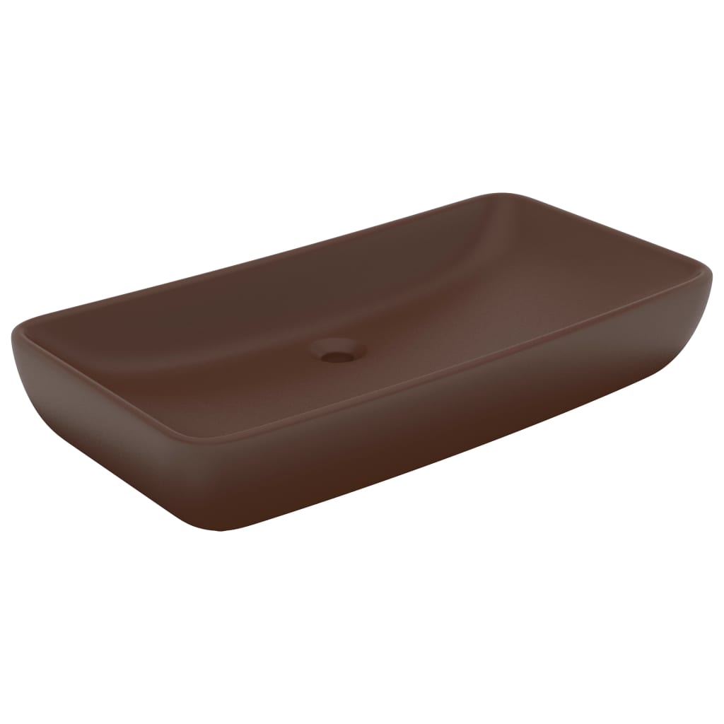 Vidaxl Washbasin rectangular 71x38 cm cerámica mate marrón oscuro