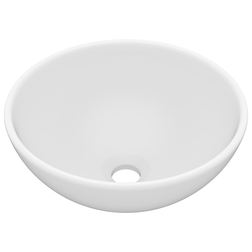 VidaXL Washbasin Round 32.5x14 cm Ceramic Mat White