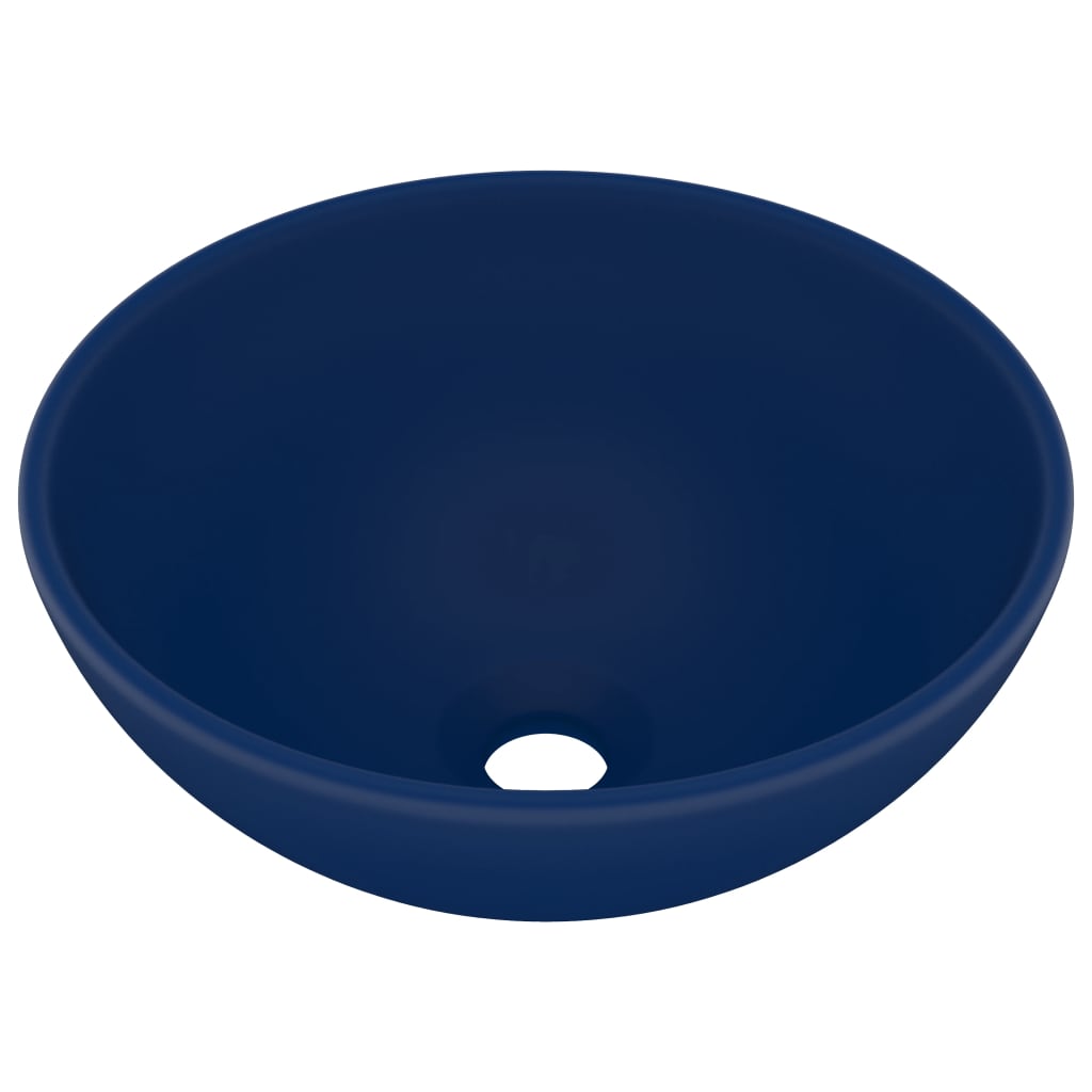 VidaXL Washbasin Round 32.5x14 cm Ceramic Mat Dark Blue