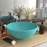 Vidaxl Washbasin Round 32.5x14 cm Ceramic Matt Green clair