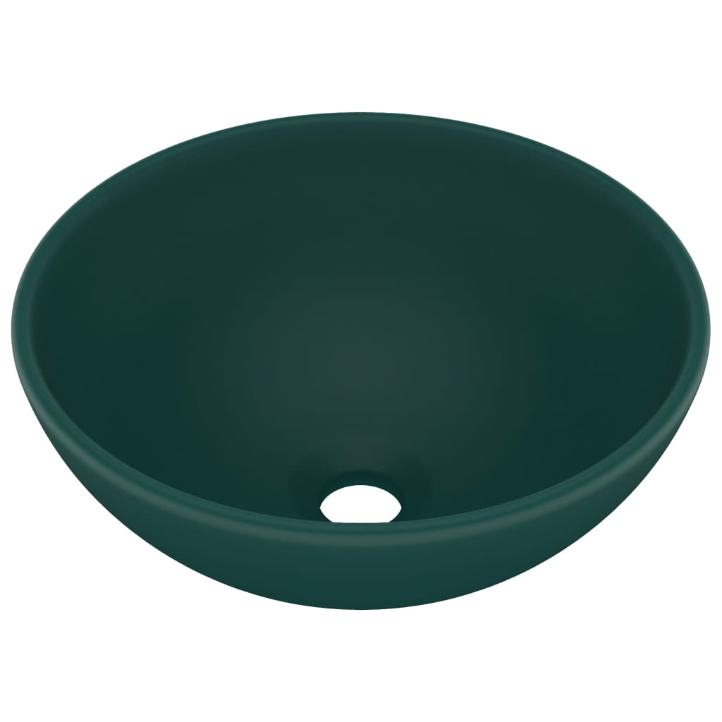 Vidaxl Washbasin Round 32,5x14 cm keramická rohož tmavě zelená