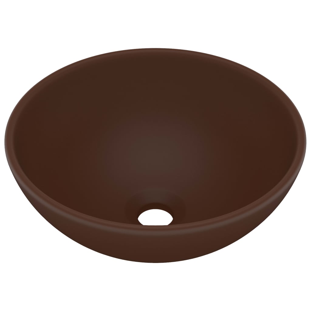 VidaXL Washbasin Round 32.5x14 cm Ceramic matt dark brown