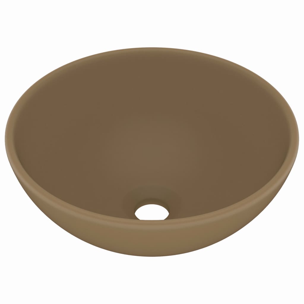 Vidaxl Washbasin okoli 32,5x14 cm keramična mat krema