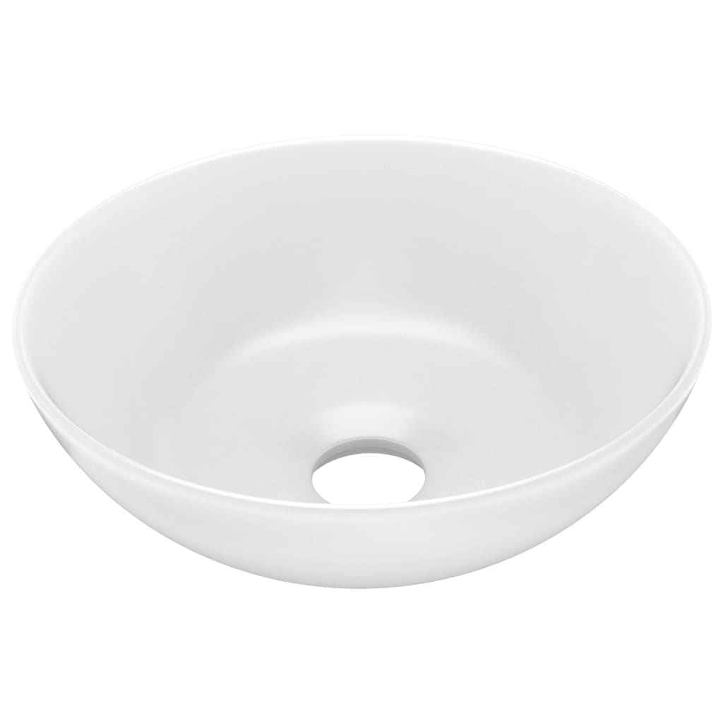 Vidaxl Washbasin okrągła ceramiczna mata biała