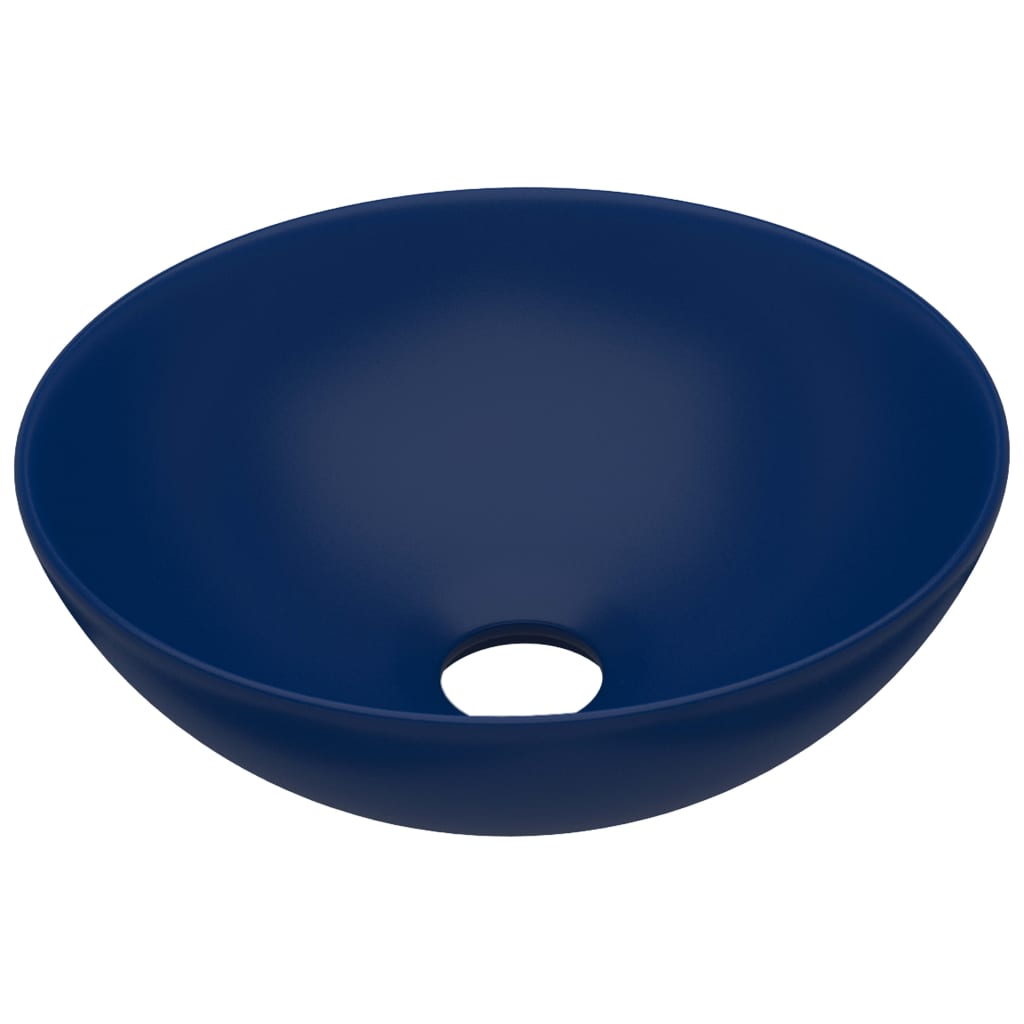 Vidaxl Washbasin Cerámico redondo azul oscuro