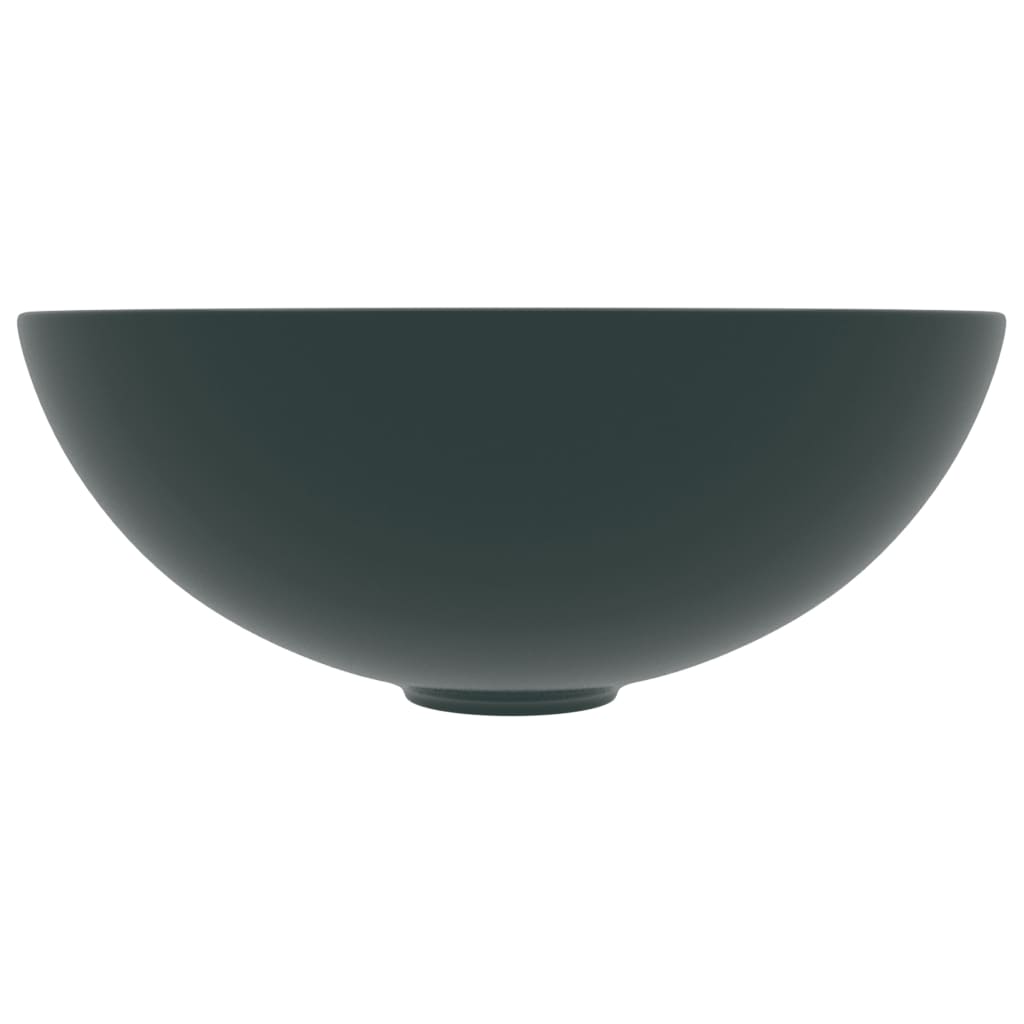 Vidaxl Washbasin Round keramic tmavě zelená