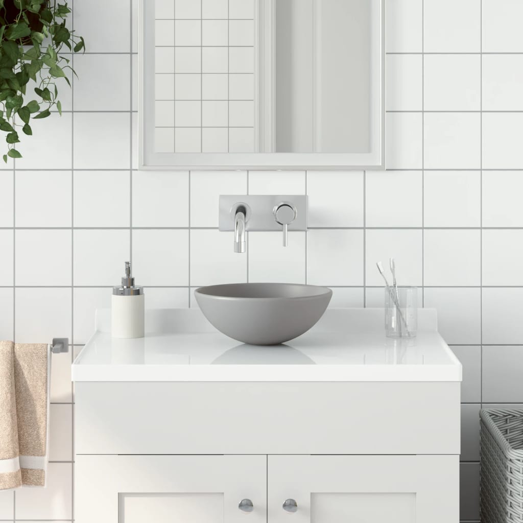 Vidaxl Washbasin kulatý keramická světle šedá