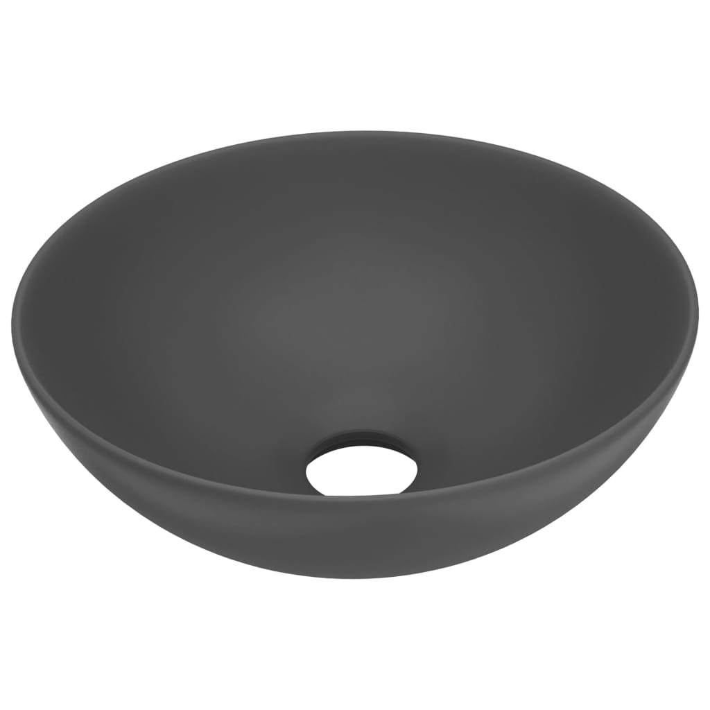 Vidaxl Washbasin Round keramisk mørk grå