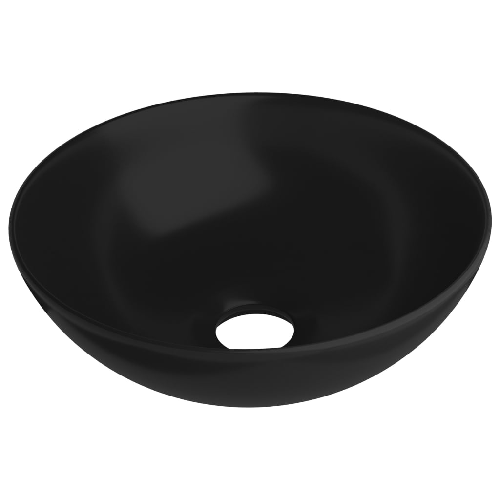 Vidaxl Washbasin Round keramic Matt Zwart