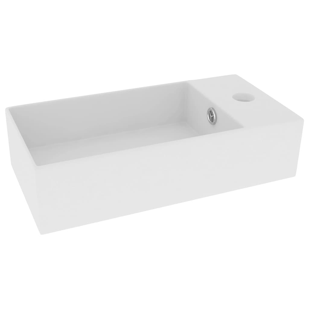 Vidaxl Washbasin med landing keramisk mat hvid