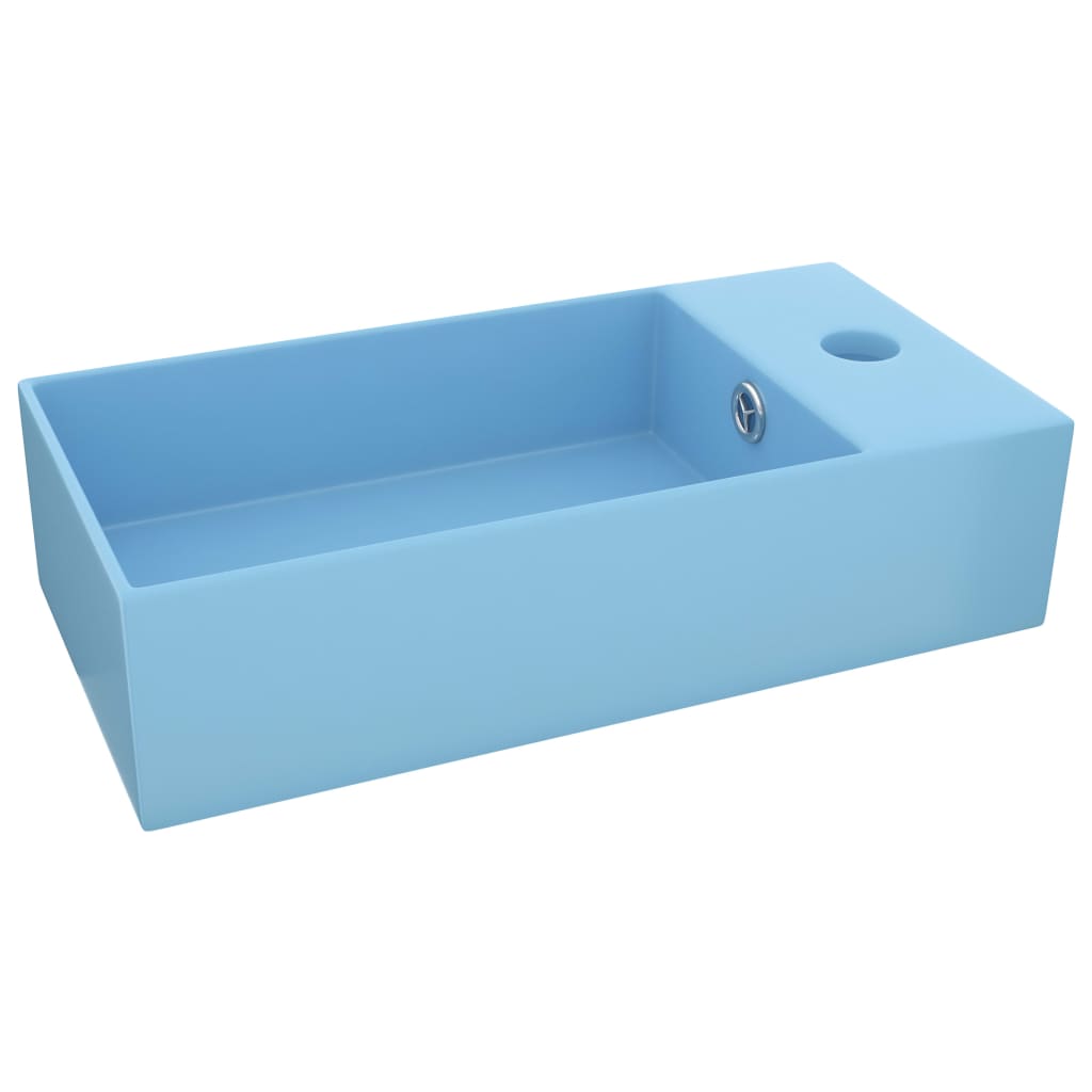 Vidaxl Washbasin con atterraggio in ceramica azzurra