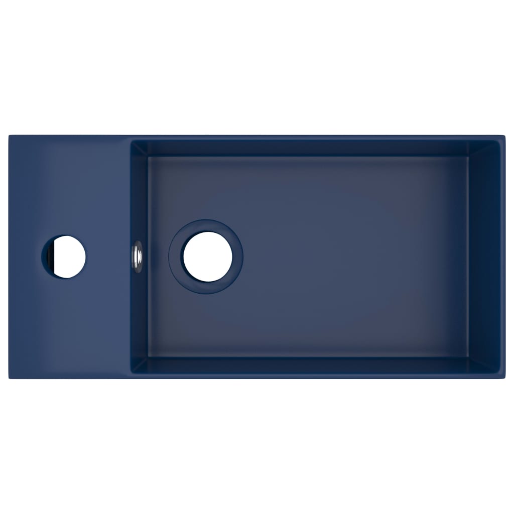 Vidaxl wastafel met overloop keramiek donkerblauw