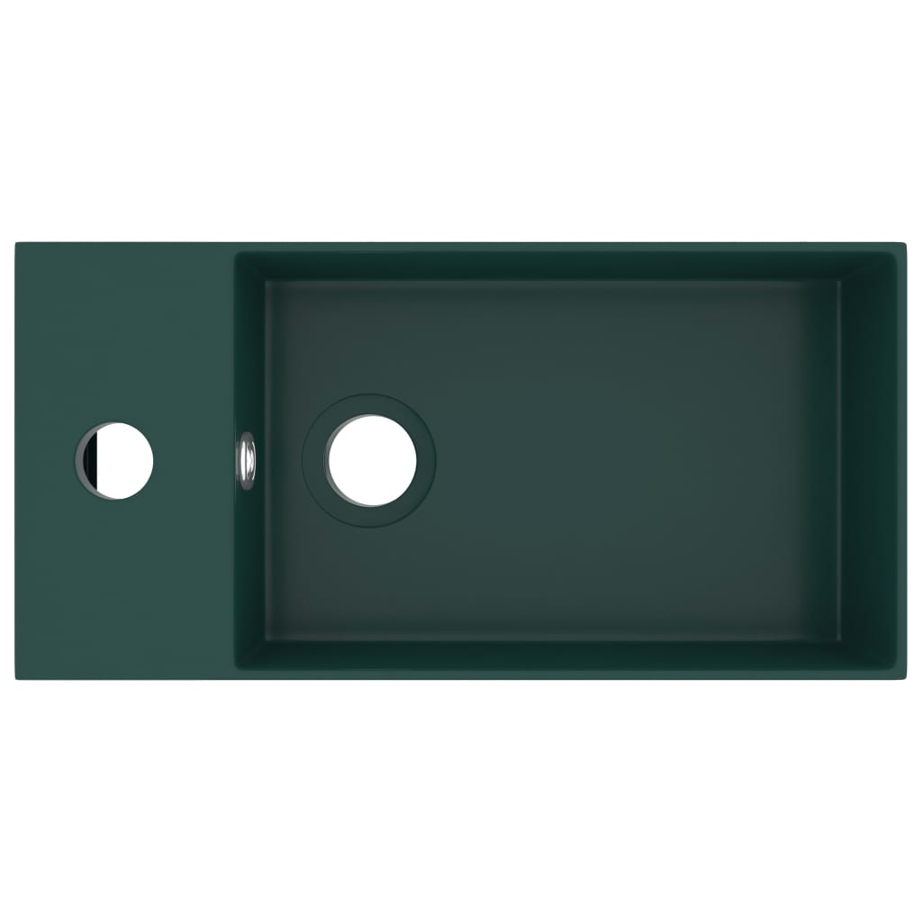 VidaXL Washbasin with landing ceramic dark green