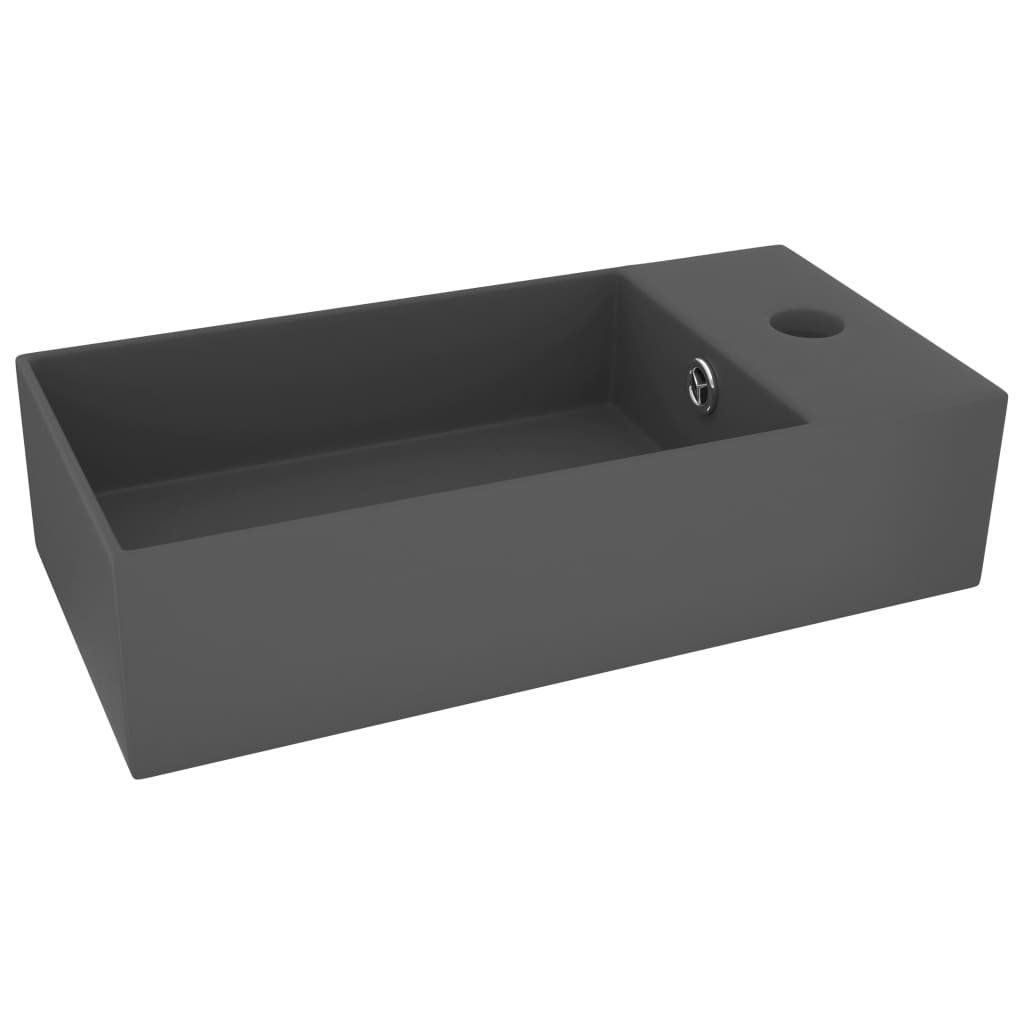 Vidaxl Washbasin z lądującym ceramicznym ciemnoszarym szarym