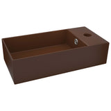 Vidaxl Washbasin con atterraggio in ceramica marrone scuro