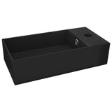 Vidaxl Washbasin z lądującą ceramiczną matową czarną czarną