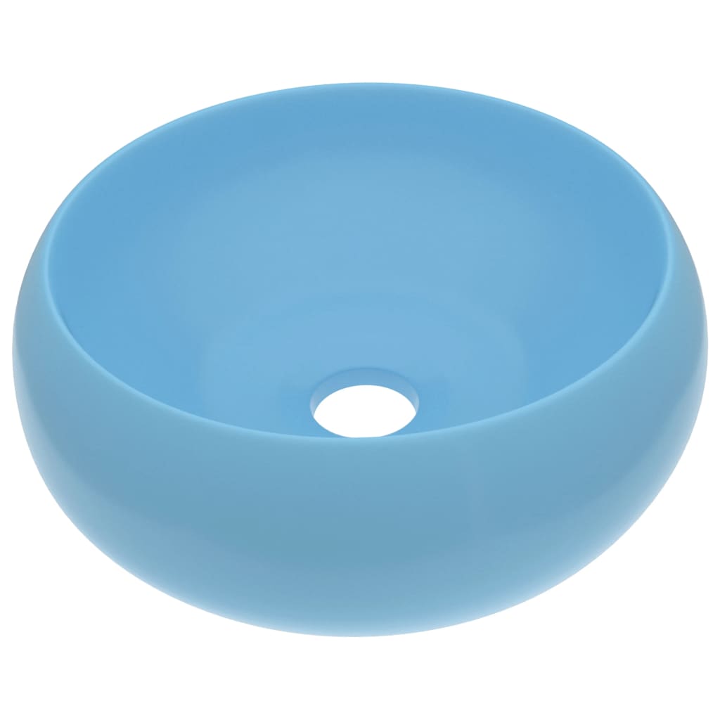 Vidaxl Washbasin Round 40x15 cm Ceramic Matt Blu chiaro