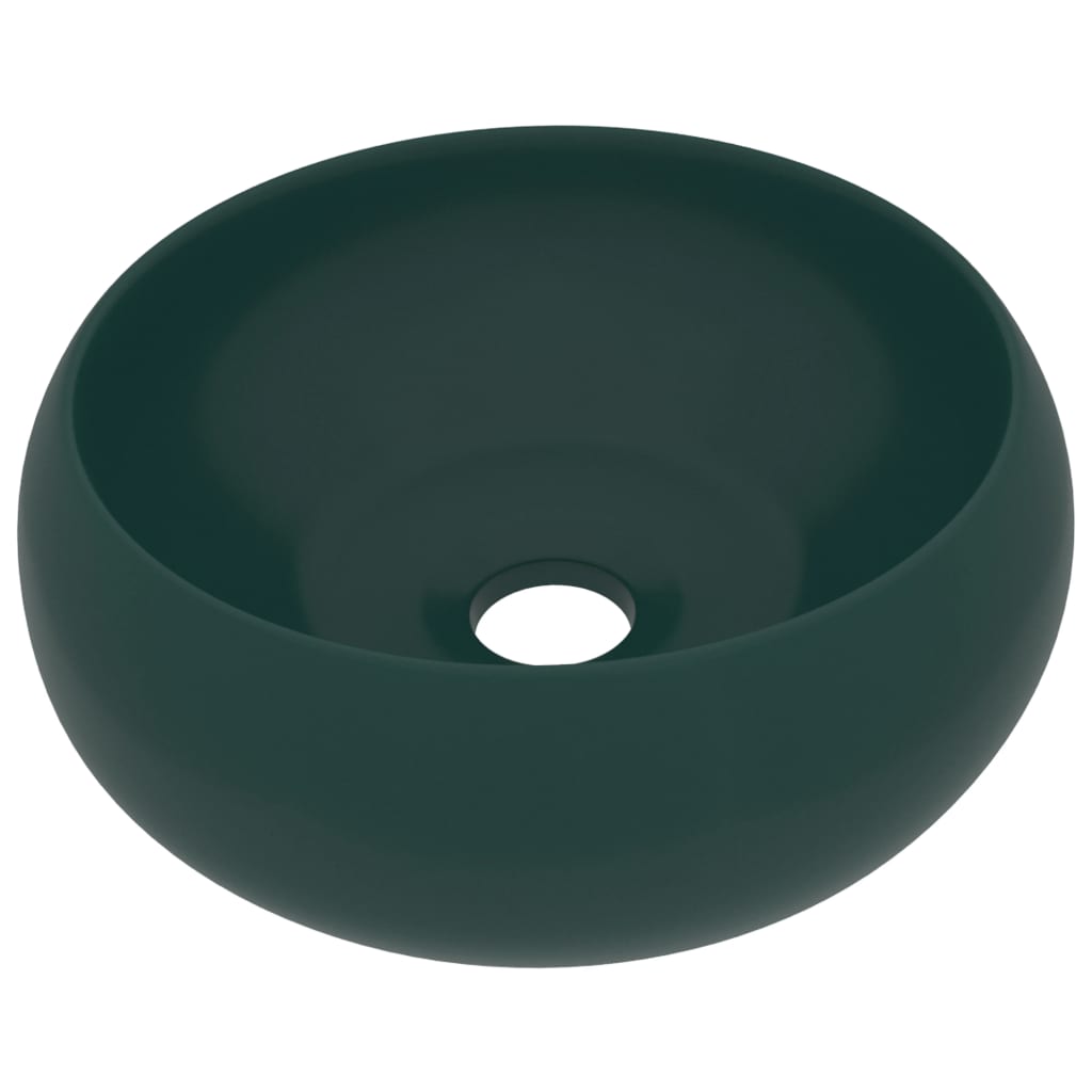 Vidaxl Washbasin Round 40x15 cm Mat de céramique vert foncé