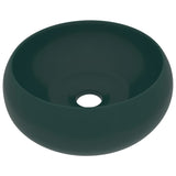 Vidaxl Wash -basin runda 40x15 cm keramisk matta mörkgrön