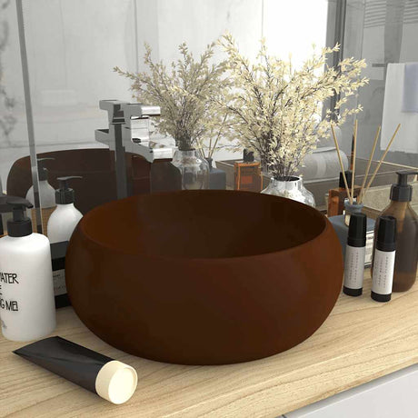 Vidaxl Washbeasin rund 40x15 cm Keramik Matt Dunkelbraun