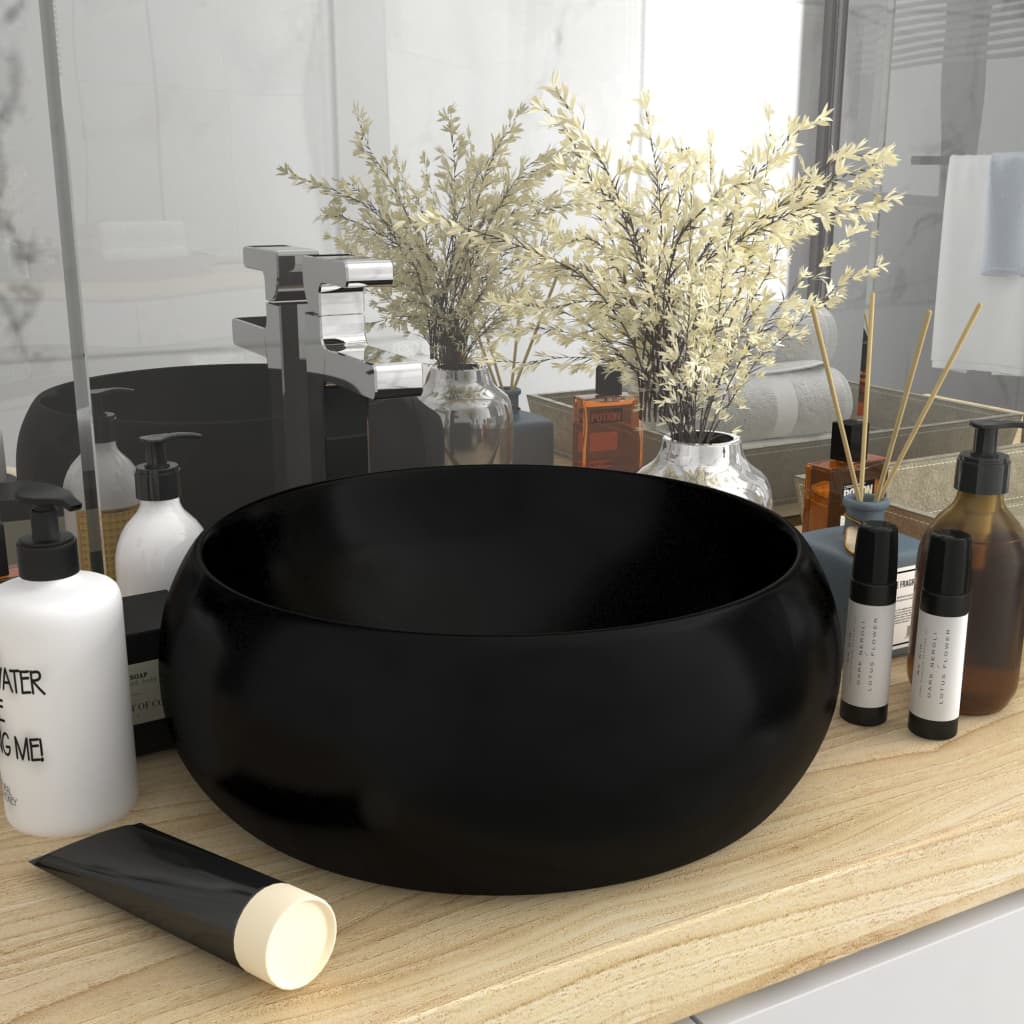 Vidaxl Washbasin intorno a 40x15 cm ceramica opaco nero