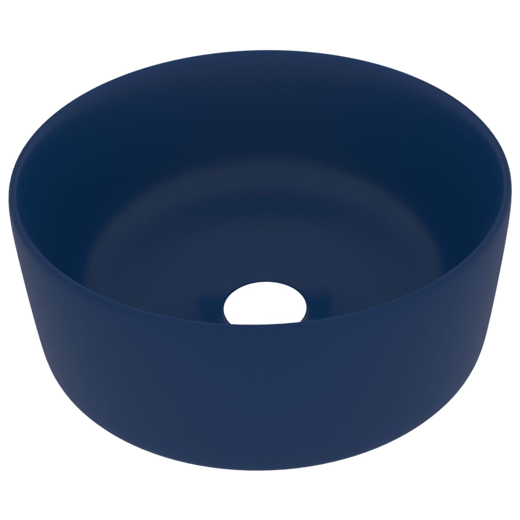 Vidaxl Washbasin Round 40x15 cm tappetino ceramico blu scuro