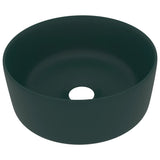 Vidaxl Washbasin Round 40x15 cm keramisk Mat mørkegrøn