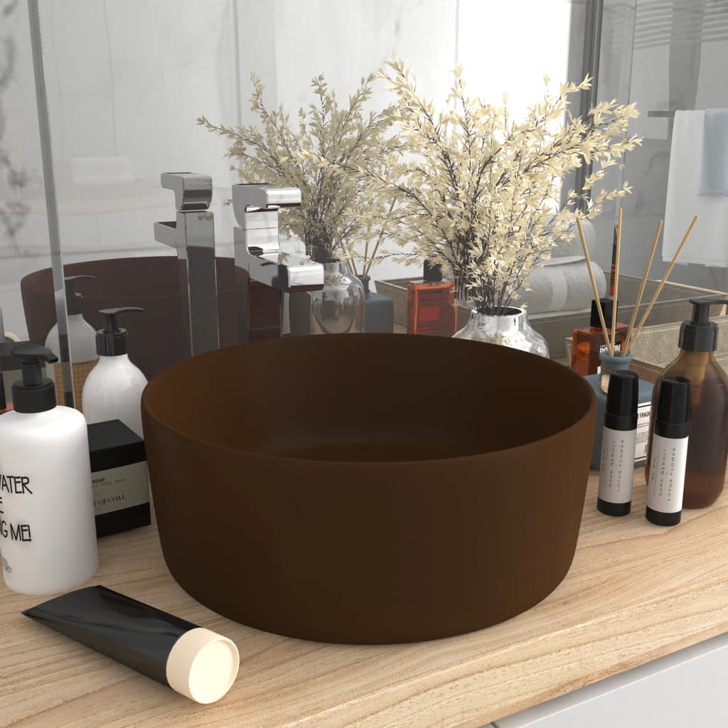 Vidaxl Washbasin Round 40x15 cm Cerámico Matt Dark Brown