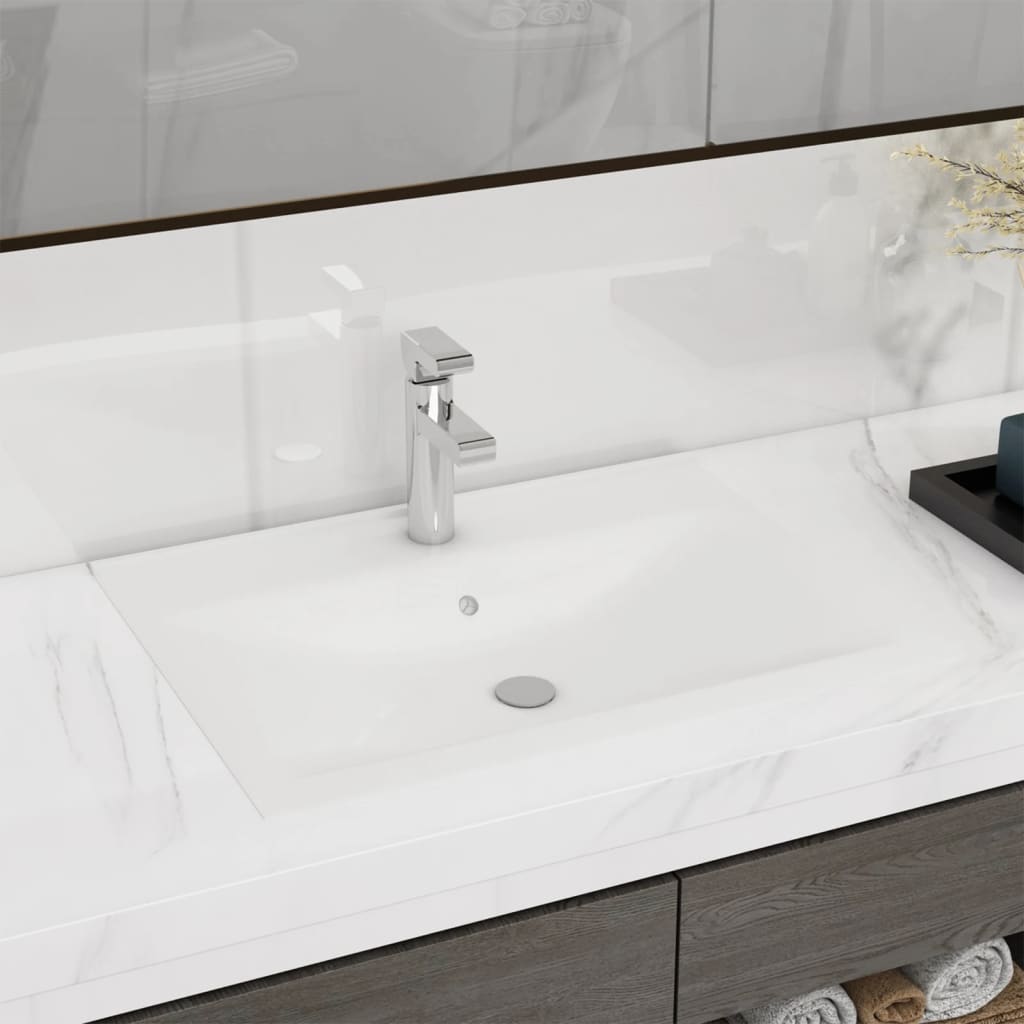 Vidaxl Washbasin con foro di rubinetto 60x46 cm tappetino in ceramica