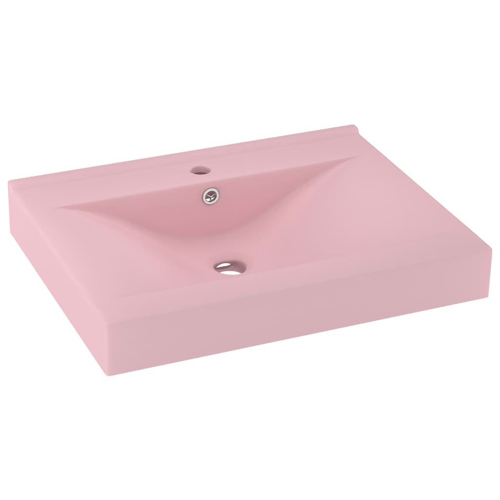 Vidaxl Washbasin z luknjo iz pipe 60x46 cm keramična podplata roza