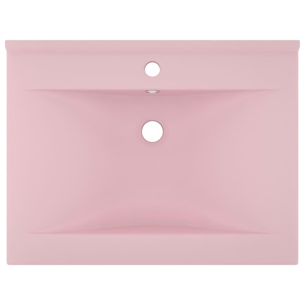 Vidaxl Washbasin z luknjo iz pipe 60x46 cm keramična podplata roza