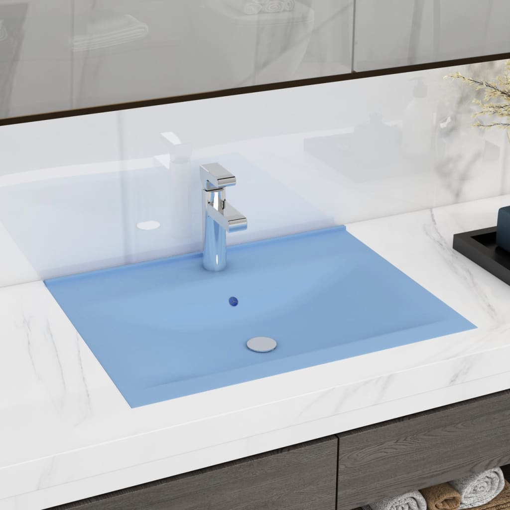 VidaXL Washbasin with tap hole 60x46 cm Ceramic matt light blue