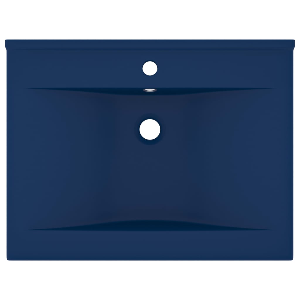 VidaXL Washbasin with tap hole 60x46 cm Ceramic Mat Dark Blue