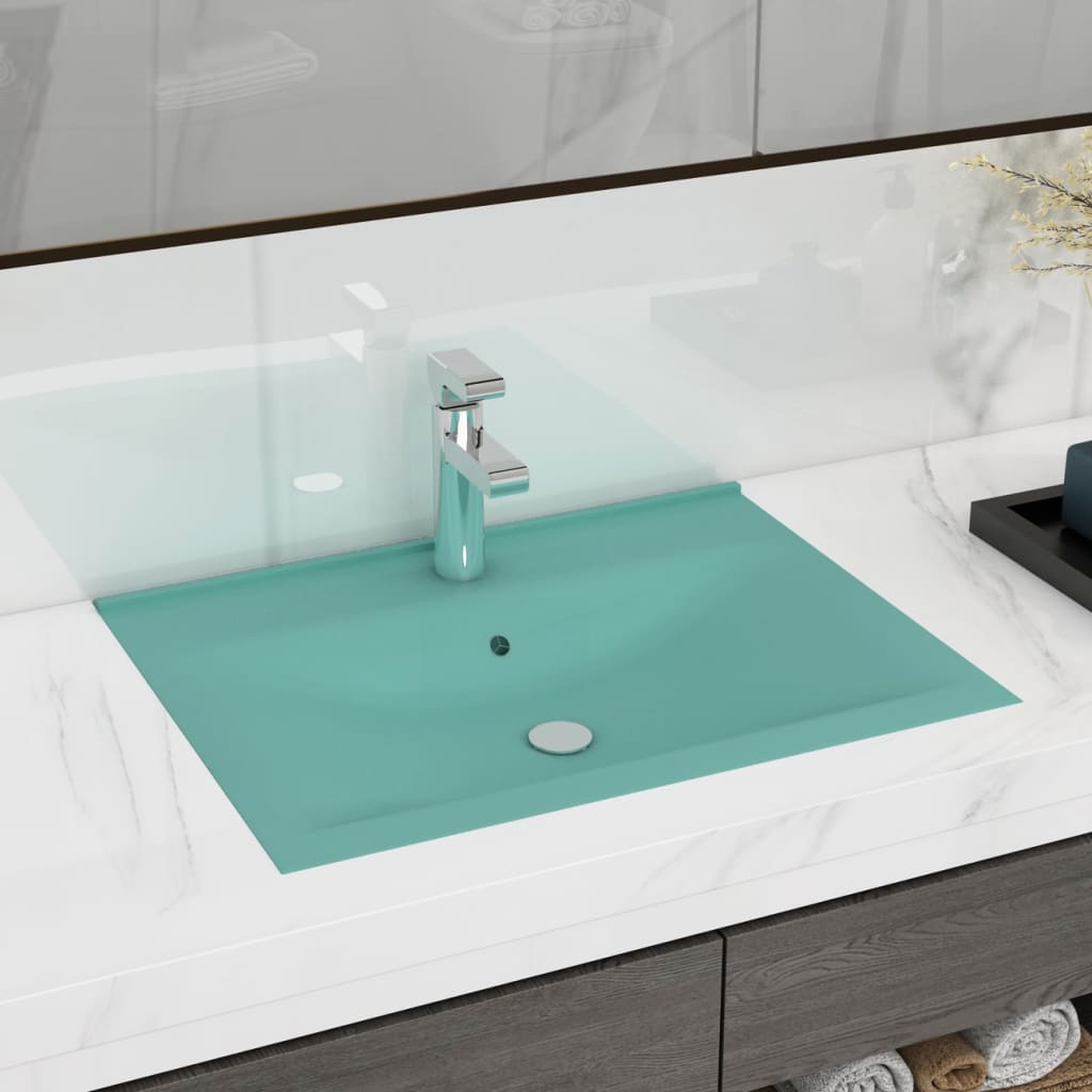 Vidaxl Washbasin s otvorem klepnutím 60x46 cm keramic matný světle zelená