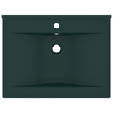 Vidaxl Washbasin con foro di rubinetto 60x46 cm ceramico Matt scuro verde