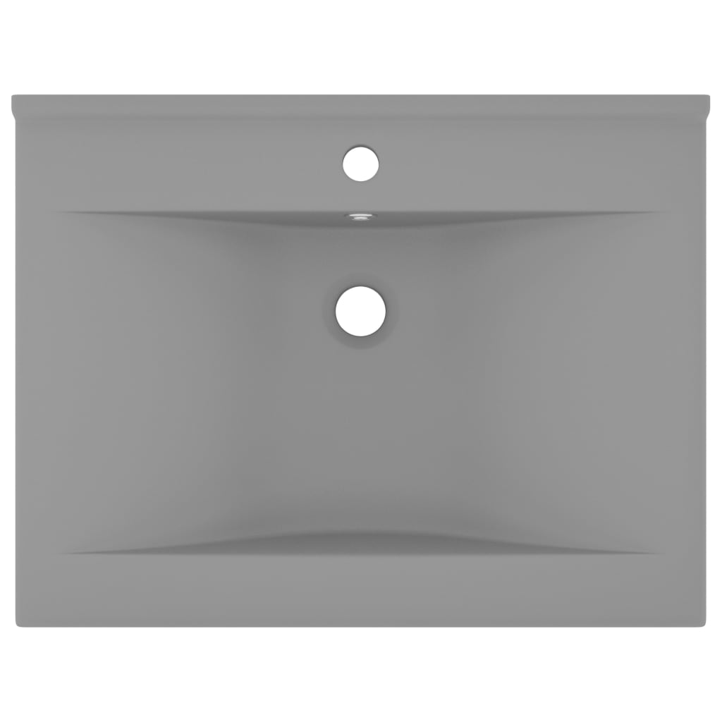 Vidaxl Washbasin z luknjo iz pipe 60x46 cm keramična matt svetlo siva