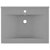 Vidaxl Washbasin z luknjo iz pipe 60x46 cm keramična matt svetlo siva