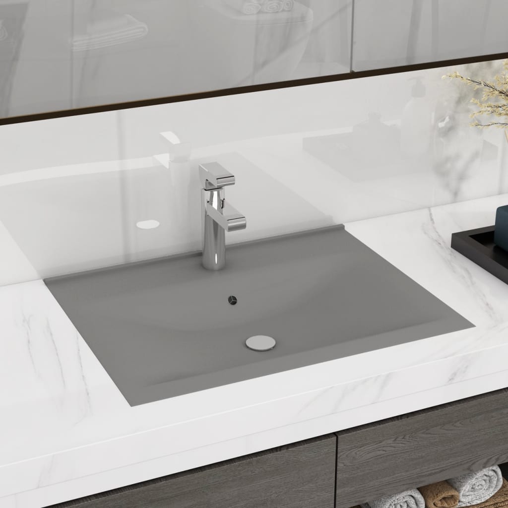 Vidaxl Washbasin s otvorem klepnutím 60x46 cm keramic matný světle šedá