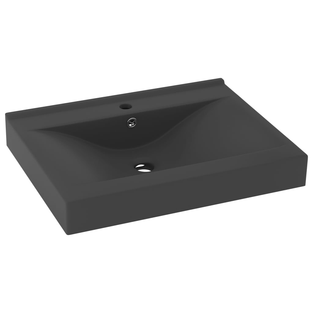 Vidaxl Washbasin med taphul 60x46 cm keramisk matt mørkegrå