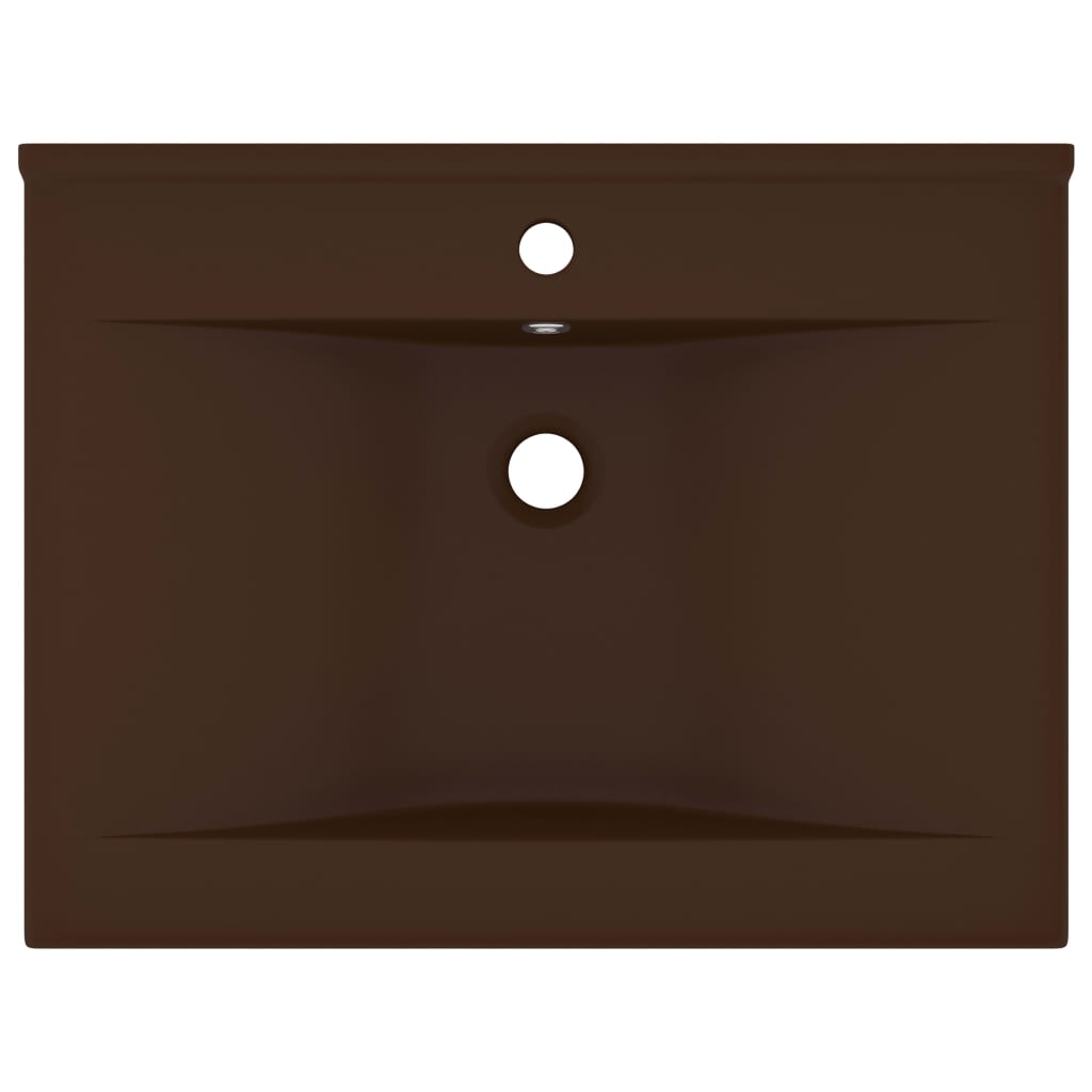 Vidaxl Washbasin con foro di rubinetto 60x46 cm ceramico Matt scuro marrone