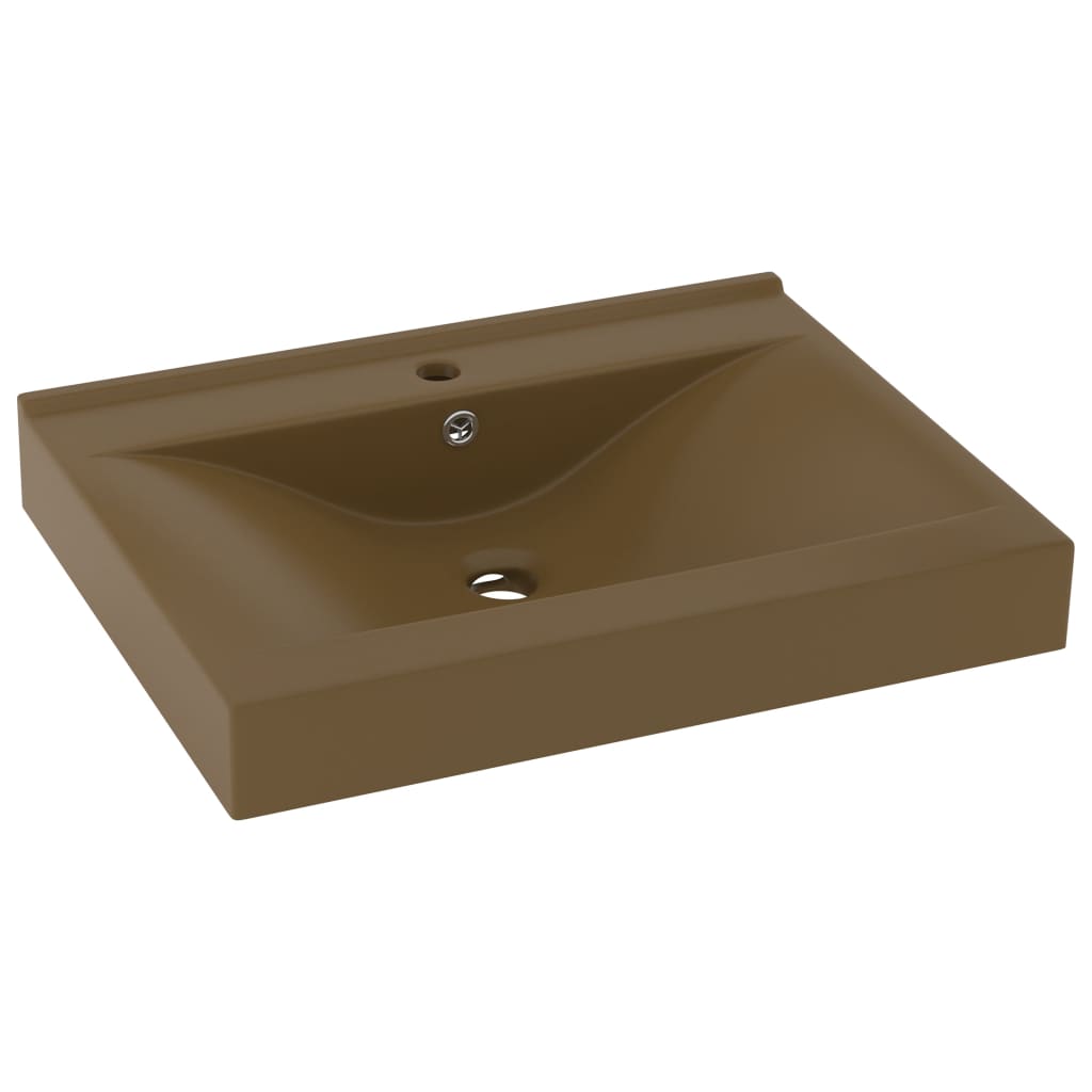 Vidaxl Washbasin con agujero de grifo 60x46 cm de crema de cerámica de cerámica