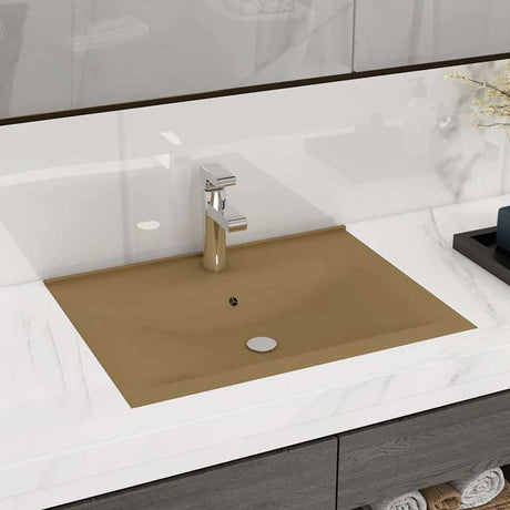 VIDAXL WASHBAIN mit TAP -Loch 60x46 cm Keramikmattencreme
