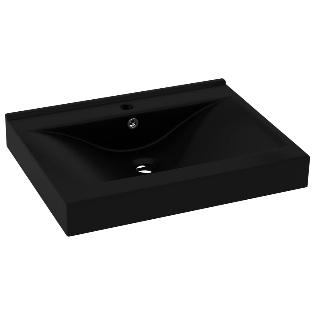 Vidaxl Washbasin z otworem z kranu 60x46 cm ceramiczny matowy czarny czarny