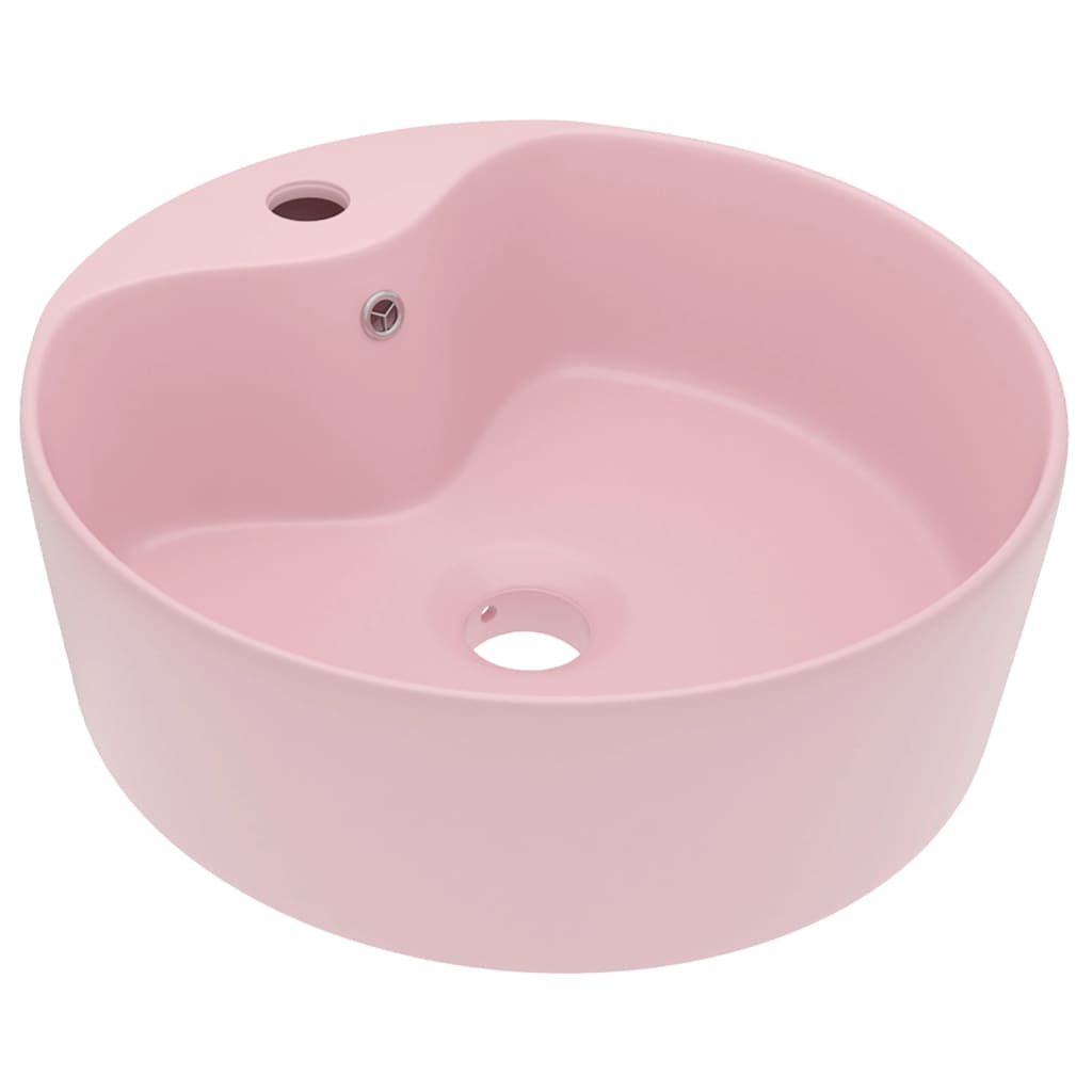 Vidaxl Washbasin con aterrizaje de 36x13 cm de cerámica rosa